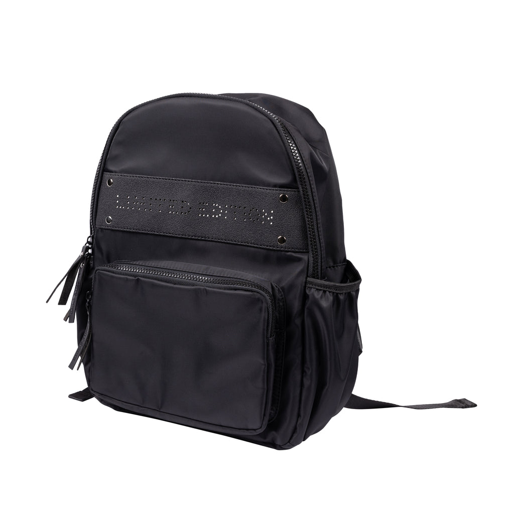 black leather studded backpack purse Perforated Leather Backpack – LimitedEditionNY
