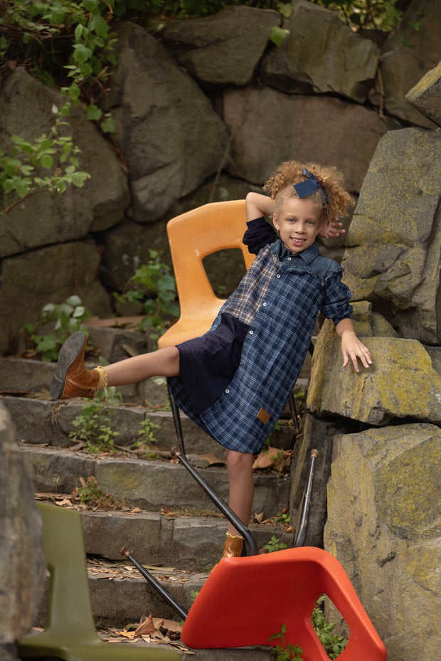 Denim Plaid Shirt Dress