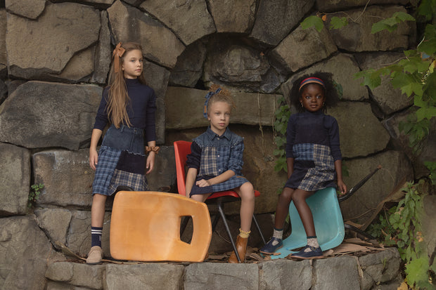 Denim Plaid Pinafore Jumper