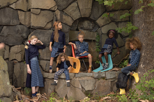 Denim Plaid Skirt-Midi