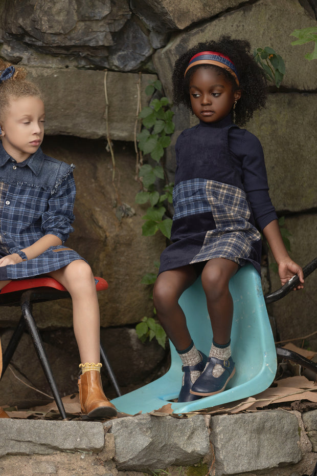 Denim Plaid Pinafore Jumper