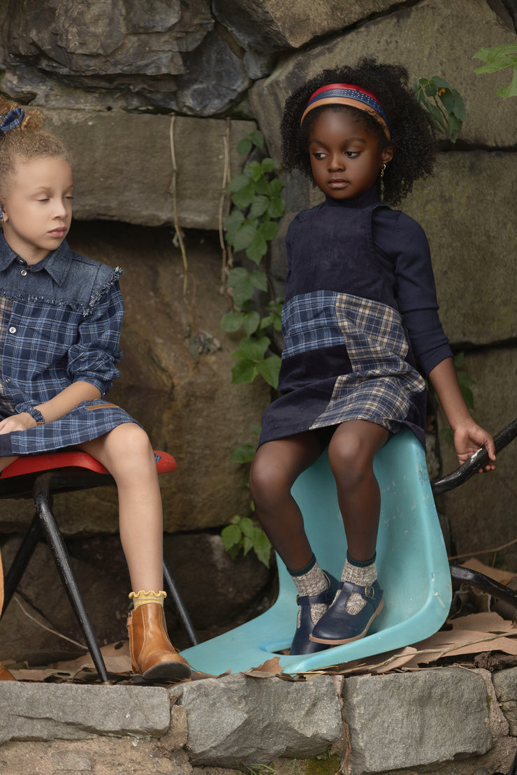 Denim Plaid Pinafore Jumper