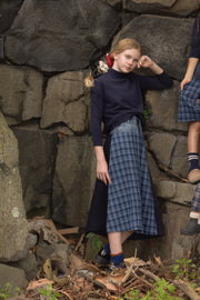 Denim Plaid Skirt-Midi