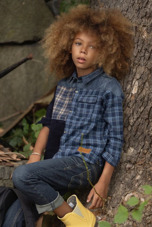 Denim Plaid Boys Shirt