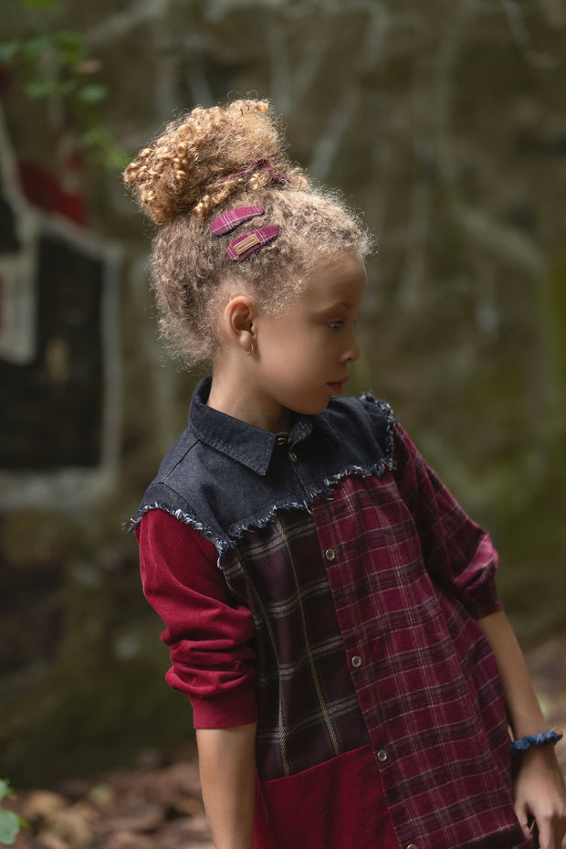 Denim Plaid Shirt Dress