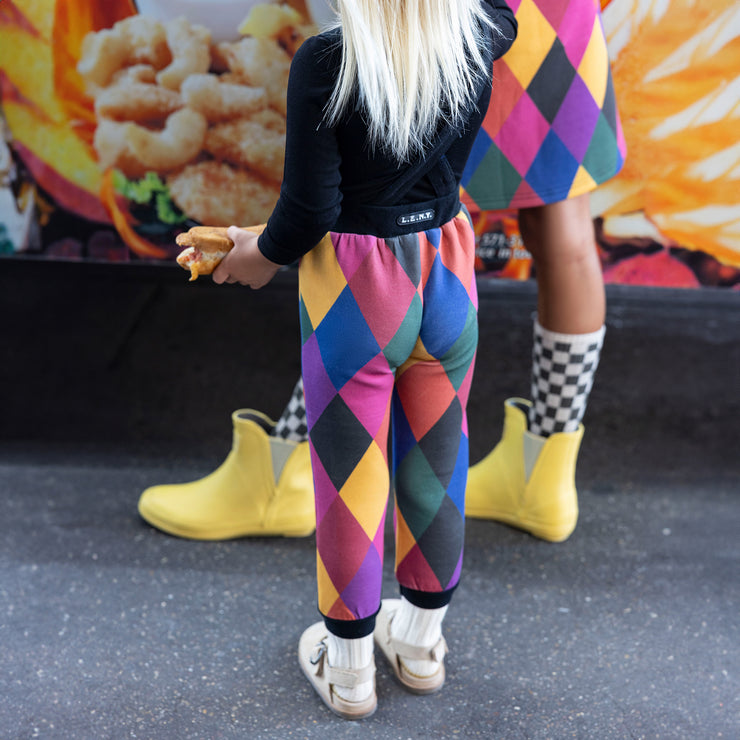 Argyle Printed Overalls-Multi