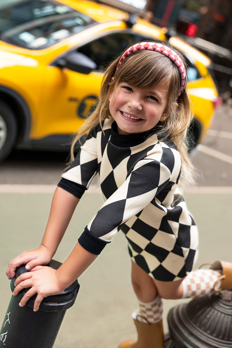 Argyle Sweatshirt Dress-Black