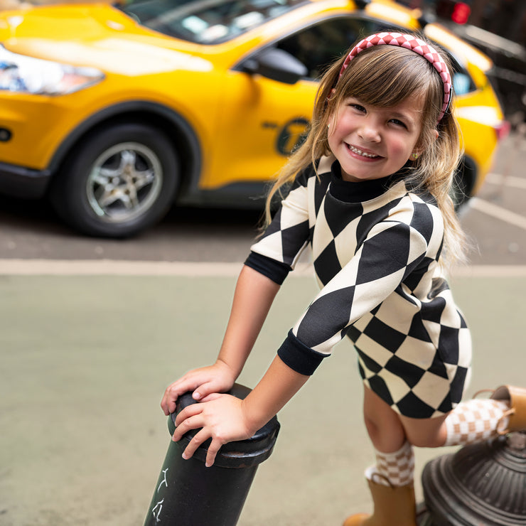 Argyle print Headband-Black and White