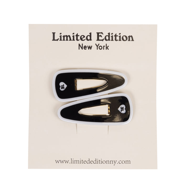Stripe Acetate Snap  Clip 2 Pack
