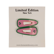 Stripe Acetate Snap  Clip 2 Pack