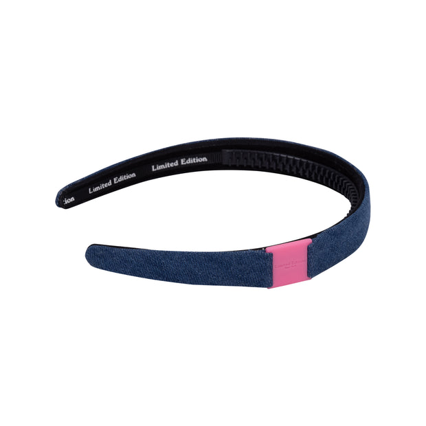 Denim Headband with Acrylic Plate