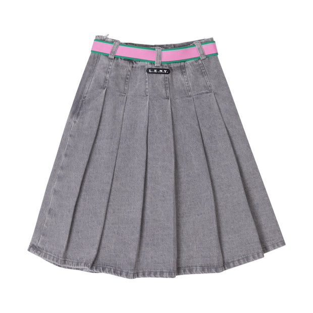 Denim Belt Skirt