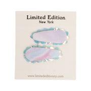 Iridescent scalloped edge clips 2 pack