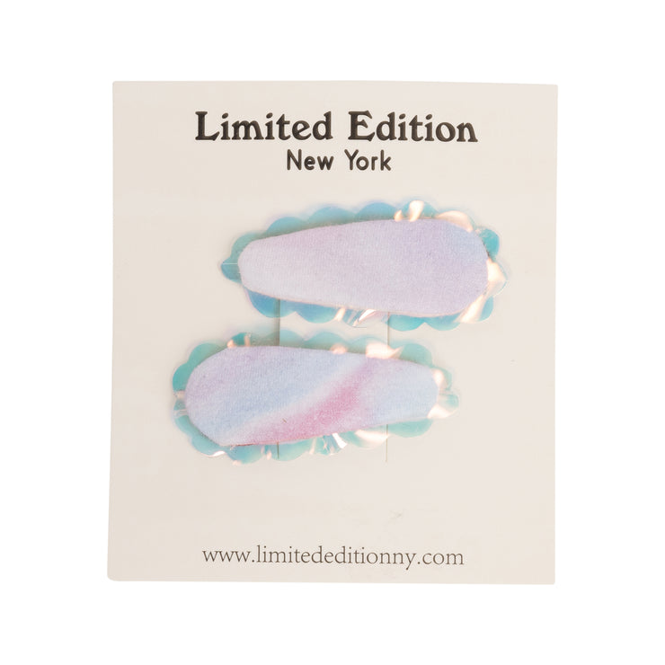 Iridescent scalloped edge clips 2 pack