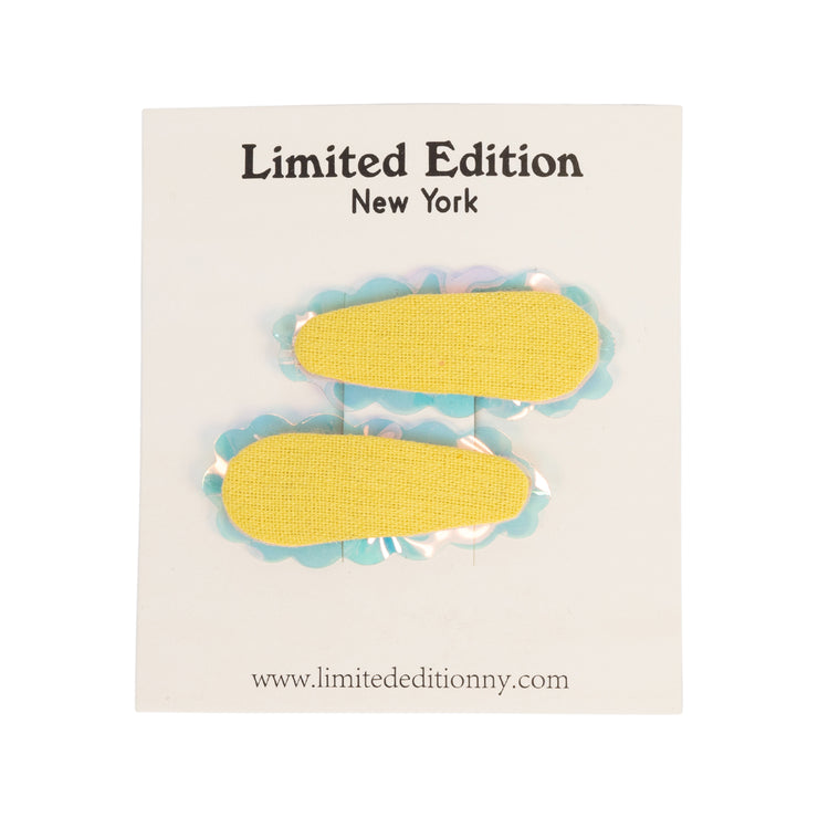 Iridescent scalloped edge clips 2 pack