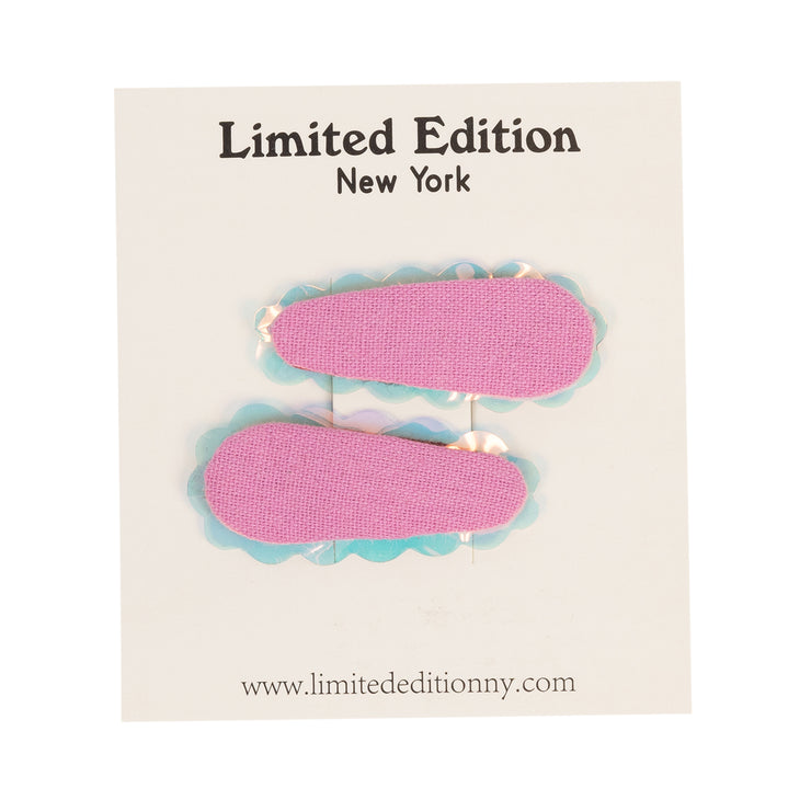 Iridescent scalloped edge clips 2 pack