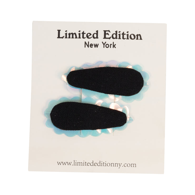 Iridescent scalloped edge clips 2 pack