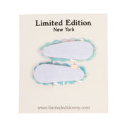 Iridescent scalloped edge clips 2 pack