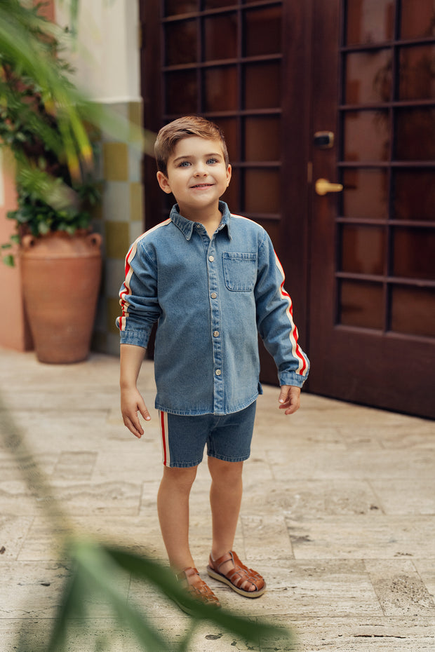 Denim Belt Boys Shirt