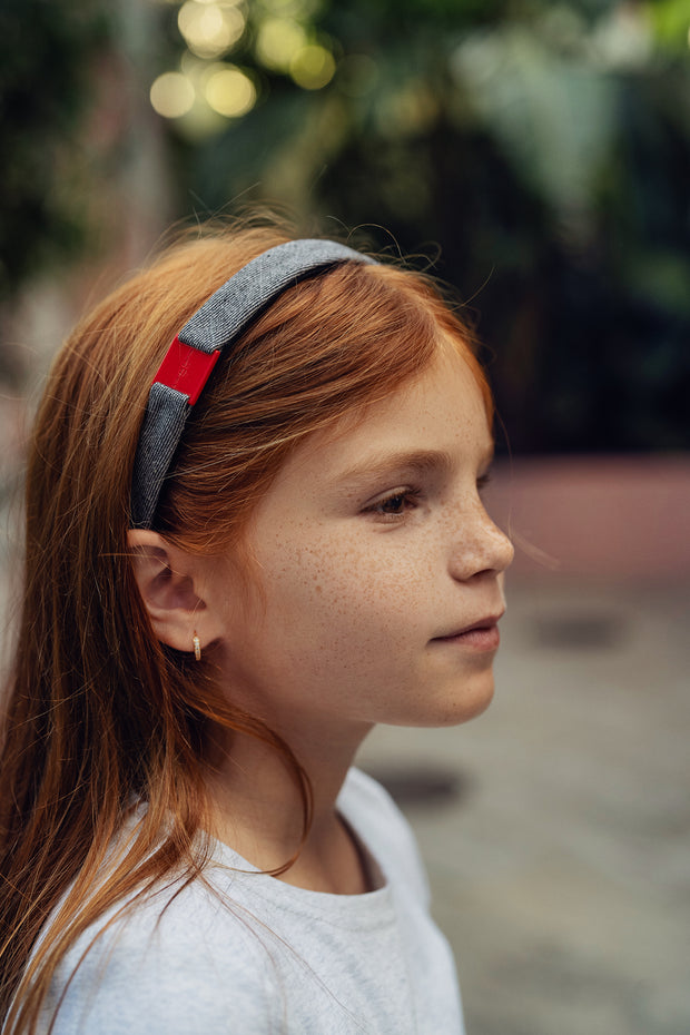 Denim Headband with Acrylic Plate