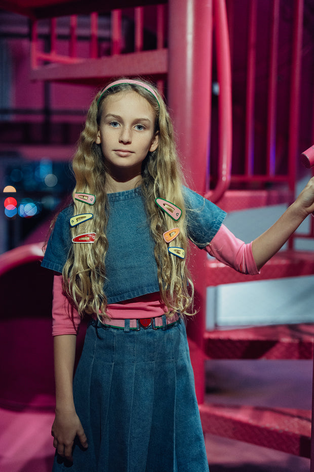 Buckle Denim Crop Shirt