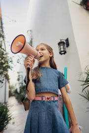 Buckle Denim Crop Shirt