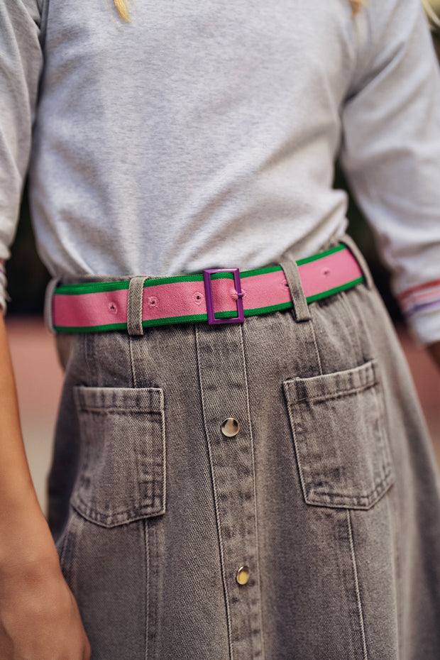 Denim Belt Midi  Skirt