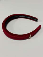 Embellished Pearls Logo Headband-Red