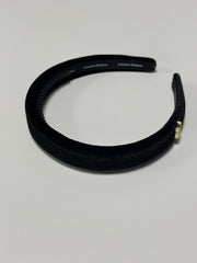 Embellished Pearls Logo Headband-Black