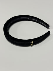 Embellished Pearls Logo Headband-Black
