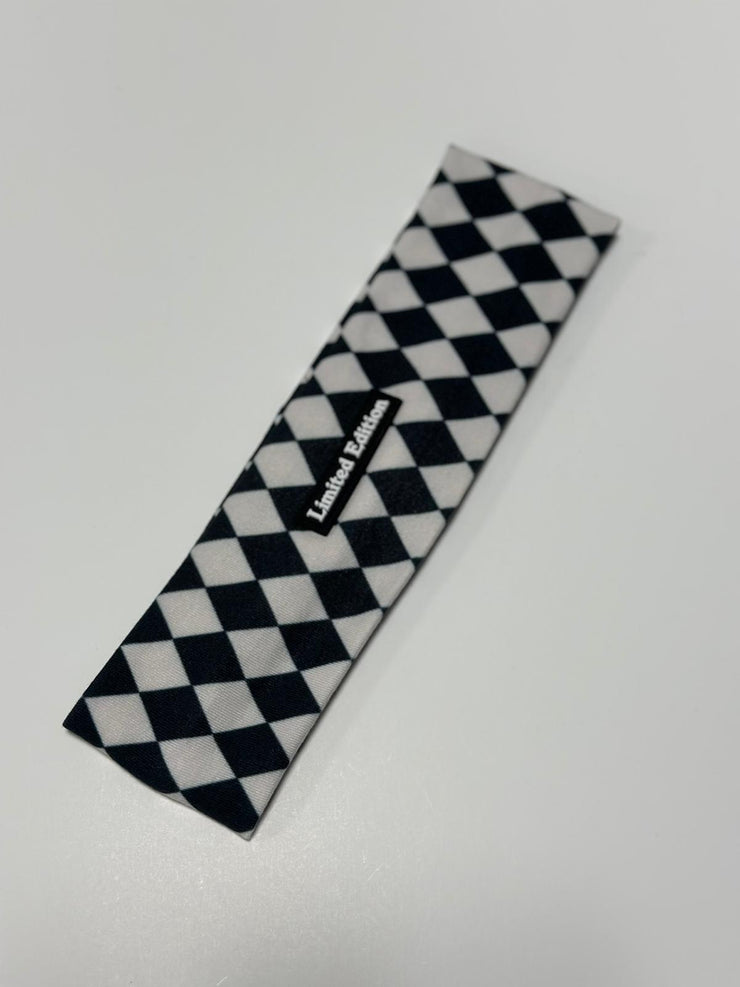 Argyle Printed Sweatband-Black and White